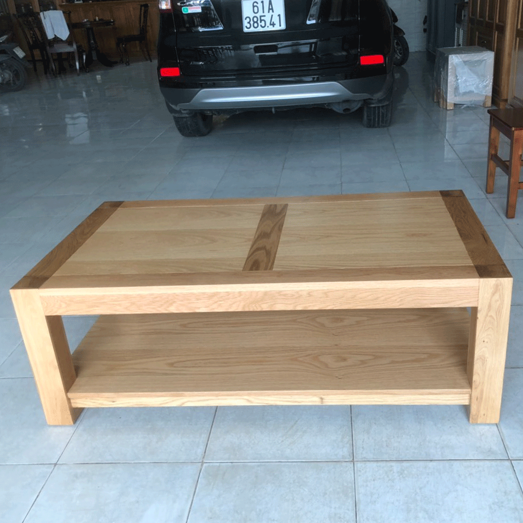 Bàn trà sofa mặt gỗ 2 tầng IBIE Alto gỗ sồi màu tự nhiên