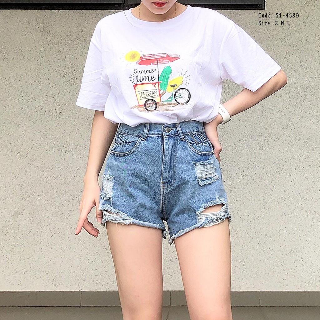 Quần short jean nữ lưng cao King168 , quần short nữ cao cấp TQQ04