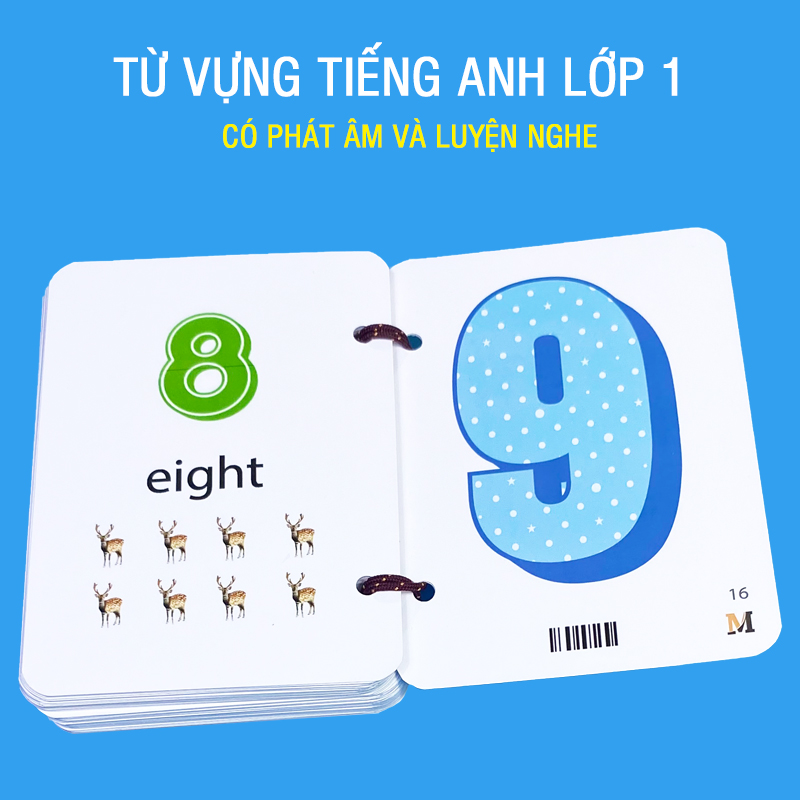 Flashcard tiếng Anh Lớp 1 BGD (khổ lớn A6), có phát âm, hình ảnh và màu sắc sinh động