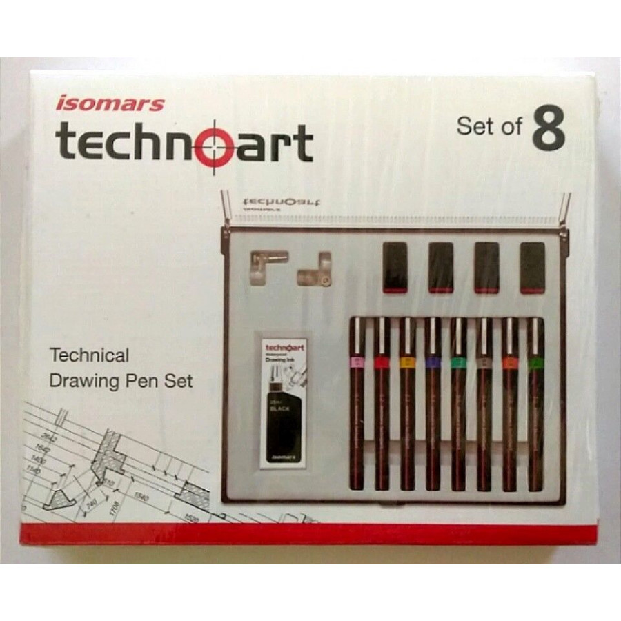 Bộ Bút Vẽ Kỹ Thuật  ISOMARS Technoart Drawing Set Of 8