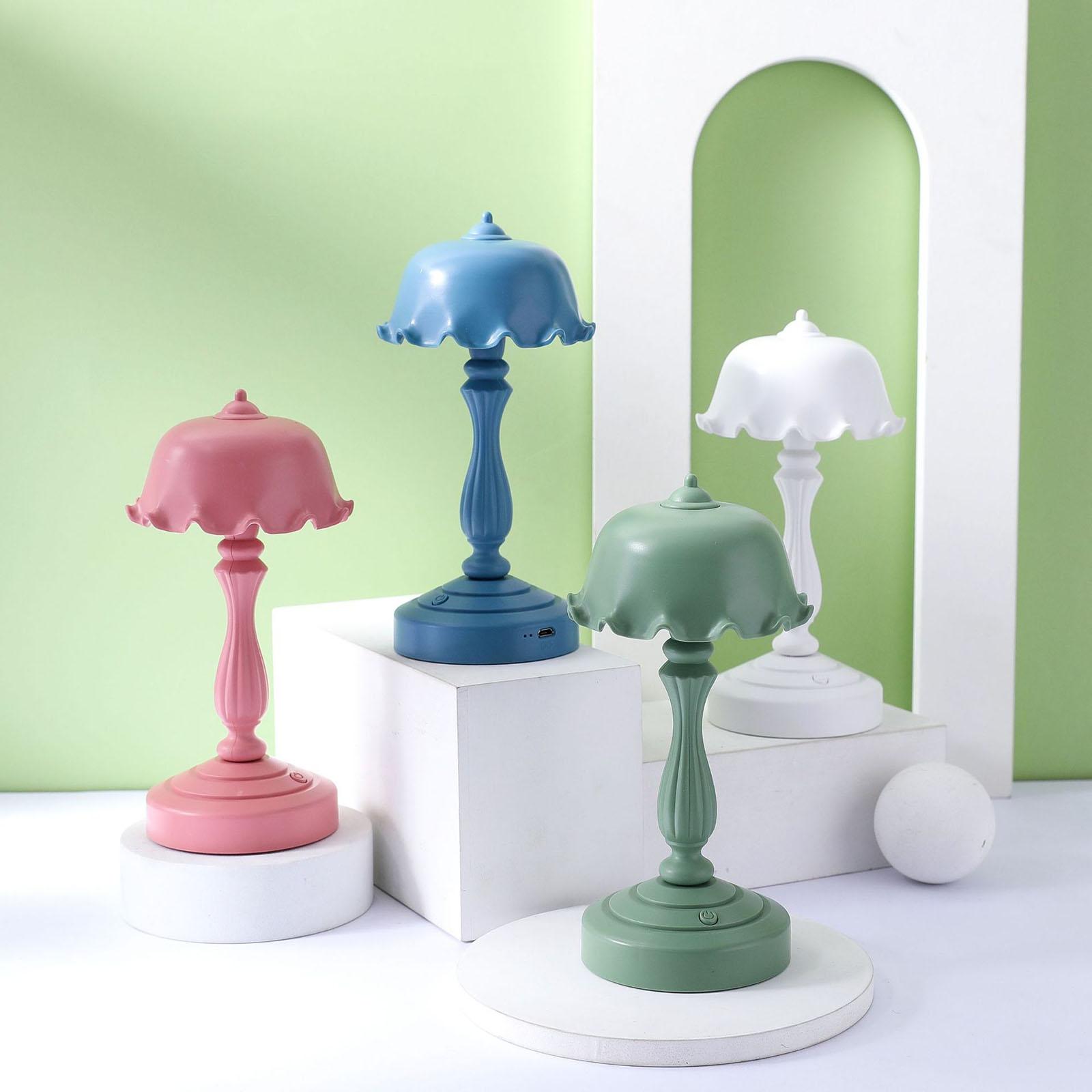 Bedside Table Lamp, with USB Ports, ABS Charger Base with Lotus Shade, Modern Desk Lamp for Bedroom, Living Room, Kid's Room, Dorm, Office