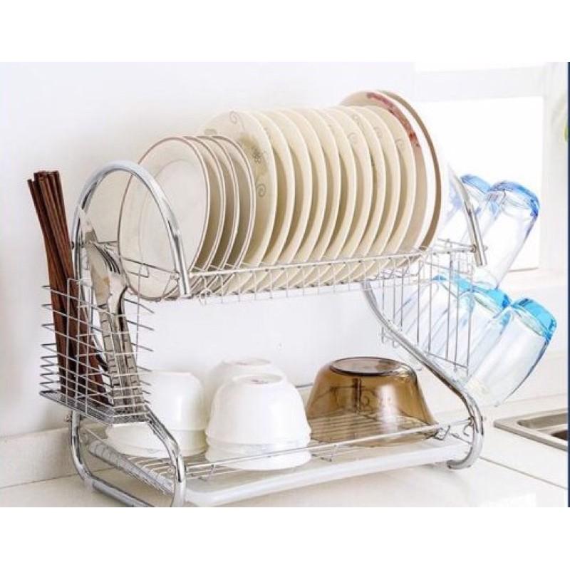Kệ úp bát đĩa inox 2 tầng tiện lợi