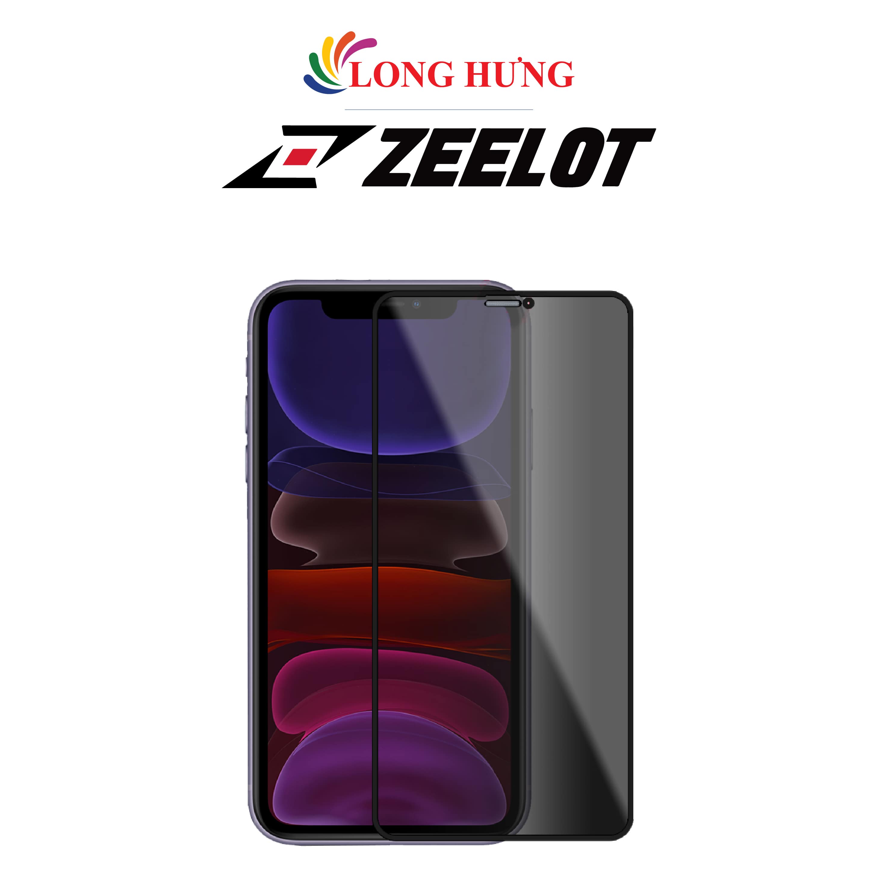 Dán màn hình cường lực Full viền chống nhìn trộm Zeelot dành cho iPhone 15 Pro Max/15 Pro/15 Plus/15/14/13/12/11 - Hàng chính hãng