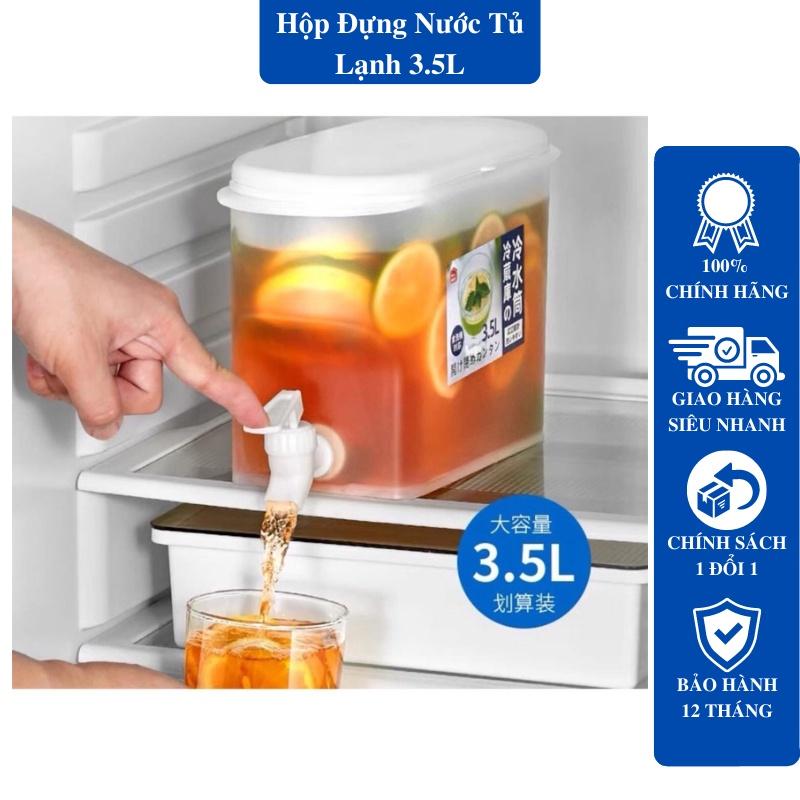 Bình nước hoa quả 3,5l, Bình đựng nước để tủ lạnh có vòi thiết kế thông minh, Nhựa PP an toàn, dễ dàng tháo lắp lau rửa