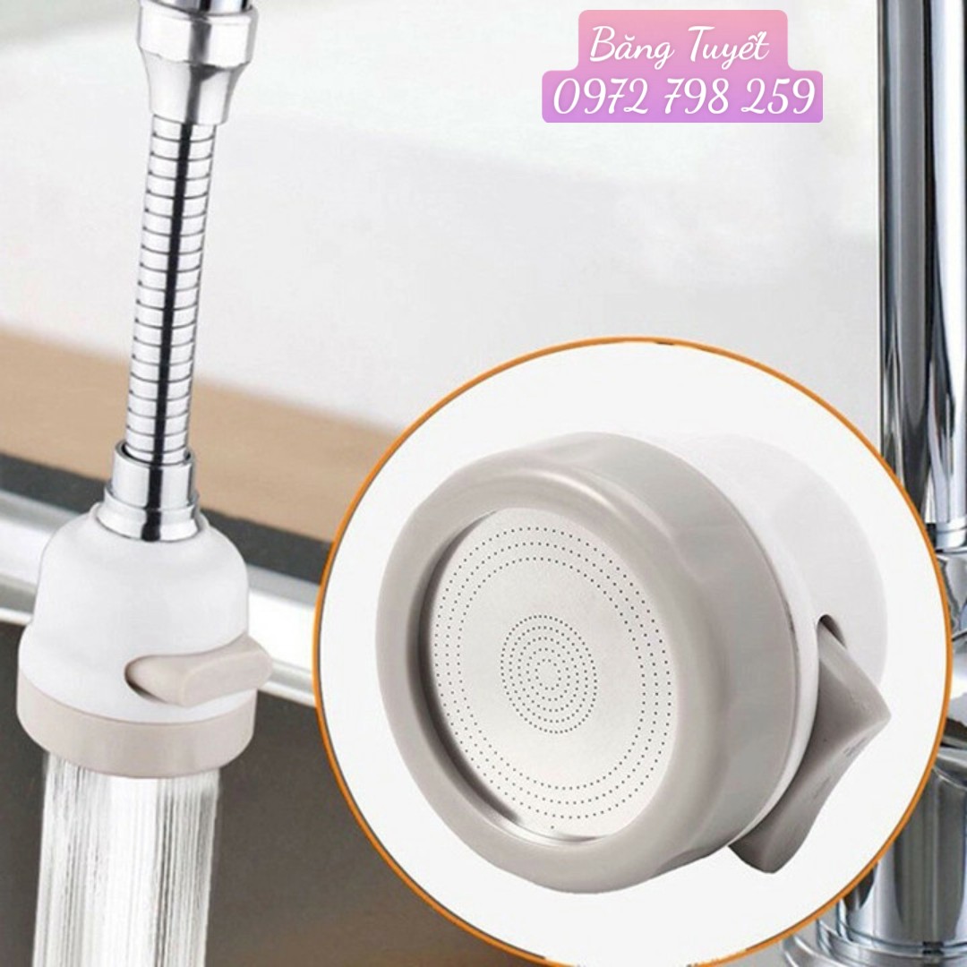 Vòi Tăng Áp Bồn Rửa Chén Bát 3 Chế Độ Xả Xoay 360 Độ