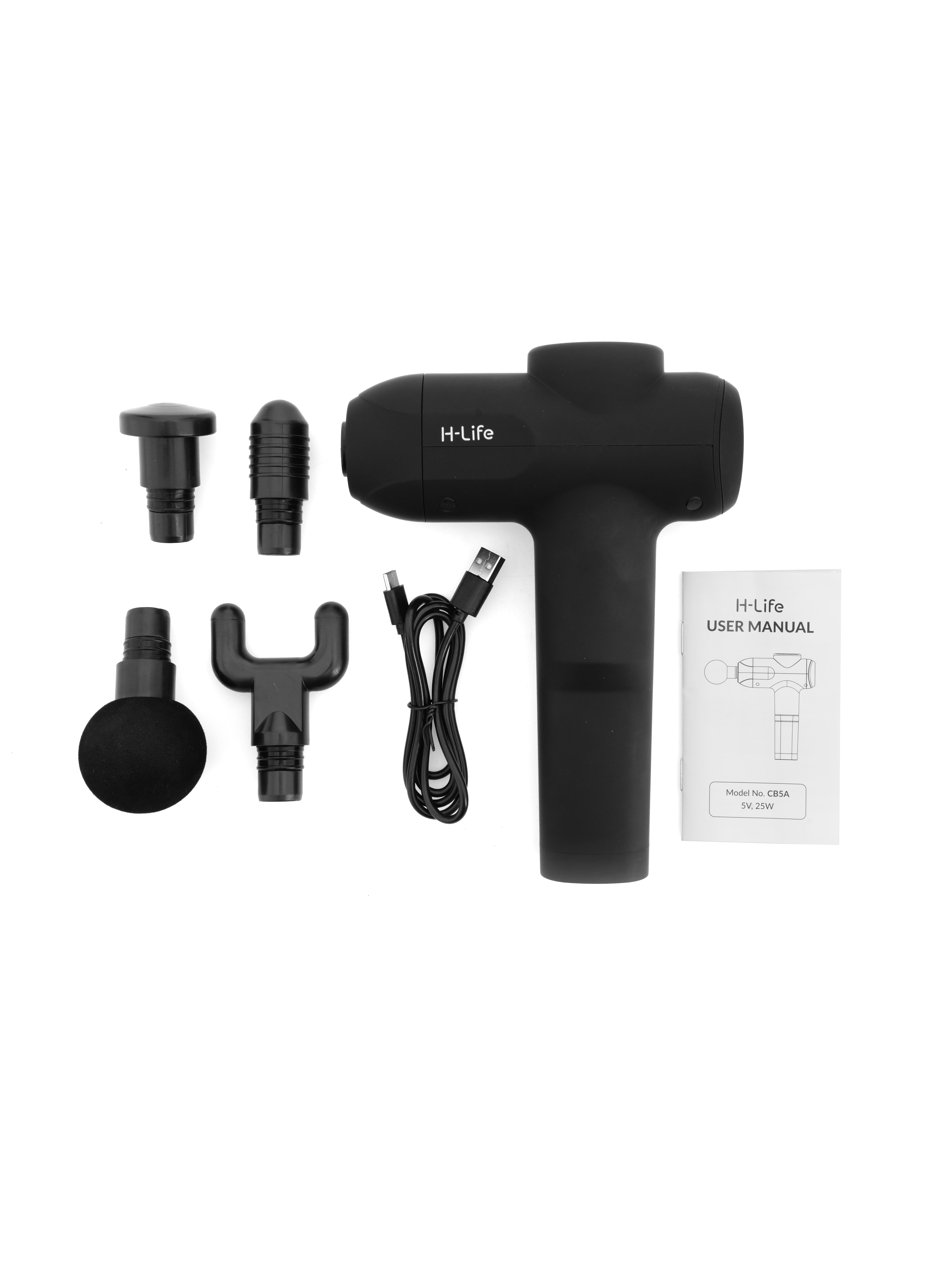 Máy massage H-Life cầm tay - 6 cấp độ, 4 đầu massage H-Life, pin 2000mAh, sạc Type-C - Cobihome