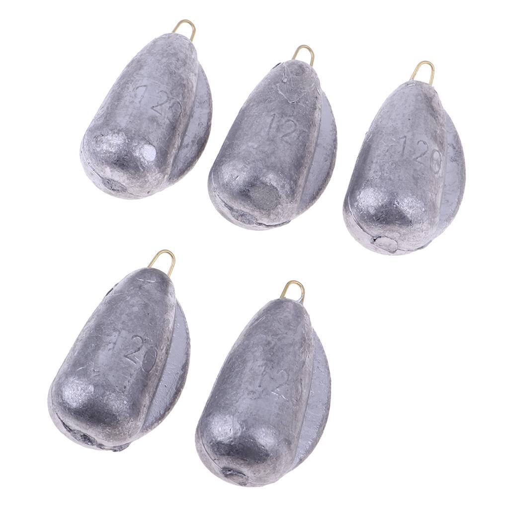 Pack of 5 Fishing Lead Weights Sinkers with Hook Carp Fishing Tackle