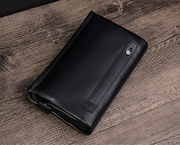 Clutch, Ví Cầm Tay Nam Thời Trang Cao Cấp Da Bò Mềm CL24 Đen