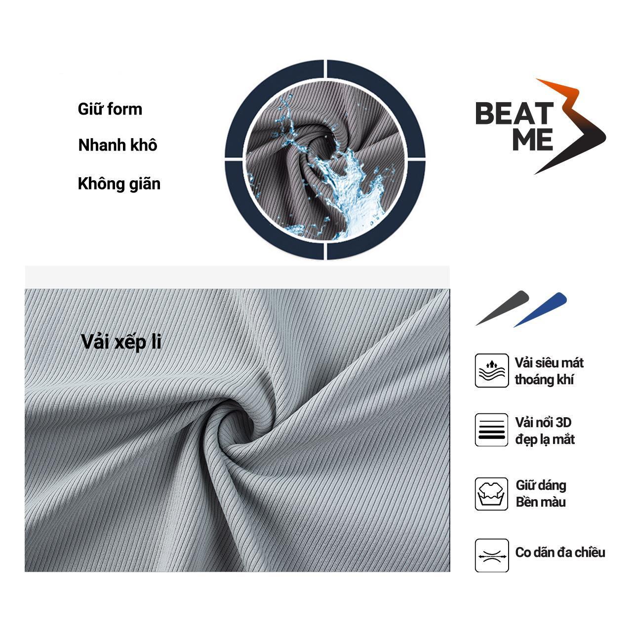Áo Thun Polo Phong Cách Thể Thao Tối Giản Không Nhăn Vải Silk Mát Lạnh Vân Vải 3D Màu Xám Beatme