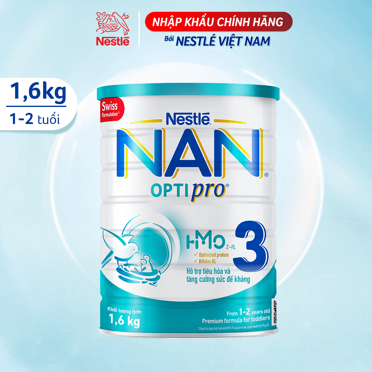 Sữa Bột Nestlé NAN OPTIPRO HM-O 3 1.6kg