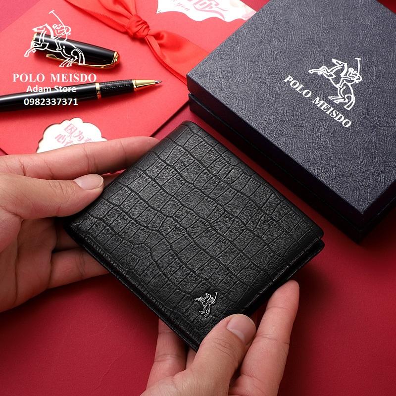 Ví Da Bò Nam Bóp Da Nam Cao Cấp Hàng Hiệu POLO MEISDO Full Hộp Phù Hợp Làm Quà Biếu Tặng Sinh Nhật