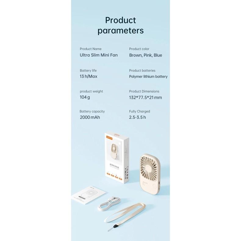 Quạt Mini Cầm Tay Jisulife FA49 2000mAh Nhỏ Gọn - Siêu Mỏng - Dễ Thương - Hàng Chính Hãng