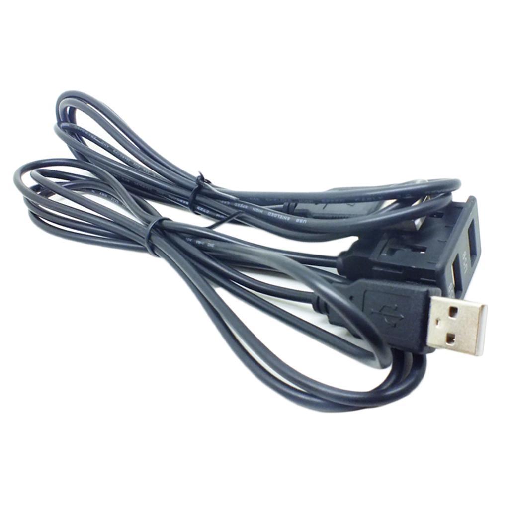 1.5M Vehicle Universal Double USB Audio Dashboard Mounted Extension Cable