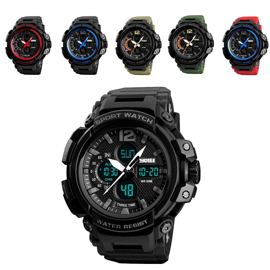 5ATM Waterproof Multifunction Digital Watch Electronic Waterproof Alarm Calendar Quartz Sports Wristwatch
