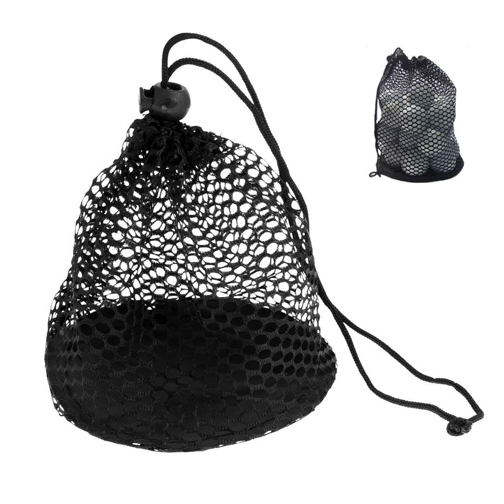 10 Pieces PU Golf Balls Soft Foam Golf Training Ball with Portable Mesh Nets Bag Black, can hold 25 Golf Balls