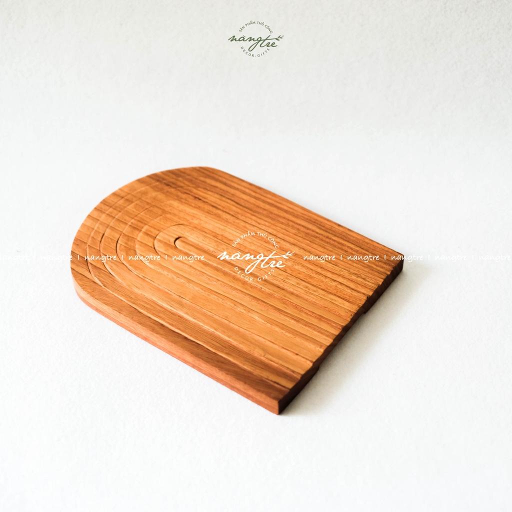 Khay thớt gỗ đỏ trang trí, decor