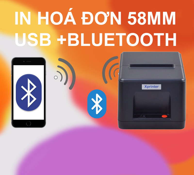 Máy in hoá đơn Bluetooth Xprinter XP-58IIB, sử dụng khổ giấy in rộng 58mm, kết nối USB hoặc là Bluetooth ( hàng chính hãng)