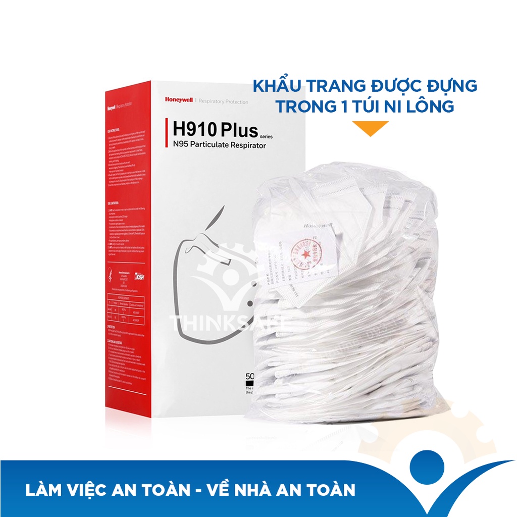 Khẩu trang lọc bụi Honeywell H910 Plus N95 - Khẩu trang 3D đạt tiêu chuẩn Niosh N95 chống bụi phòng độc - Khẩu trang phòng dịch dây đeo qua gáy