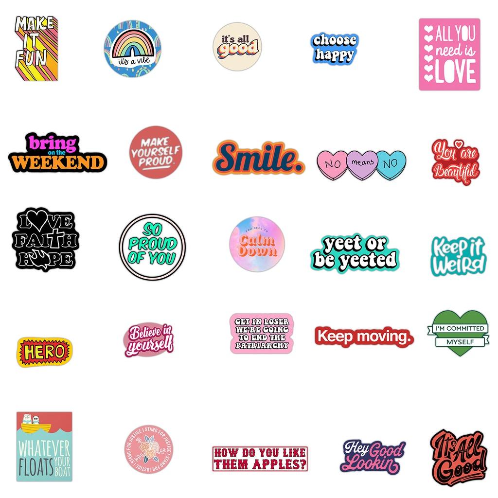 Set 50 Cái STICKER Khẩu Hiệu Chống Thấm Nước Trang Trí Điện Thoại , Laptop , Vali Siêu Độc Đáo