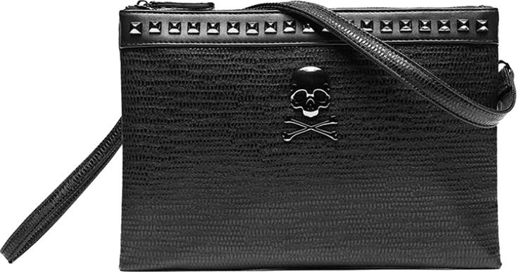 Trend Clutch Bag Pu Leather Skull Card Purses & Pouches - Black
