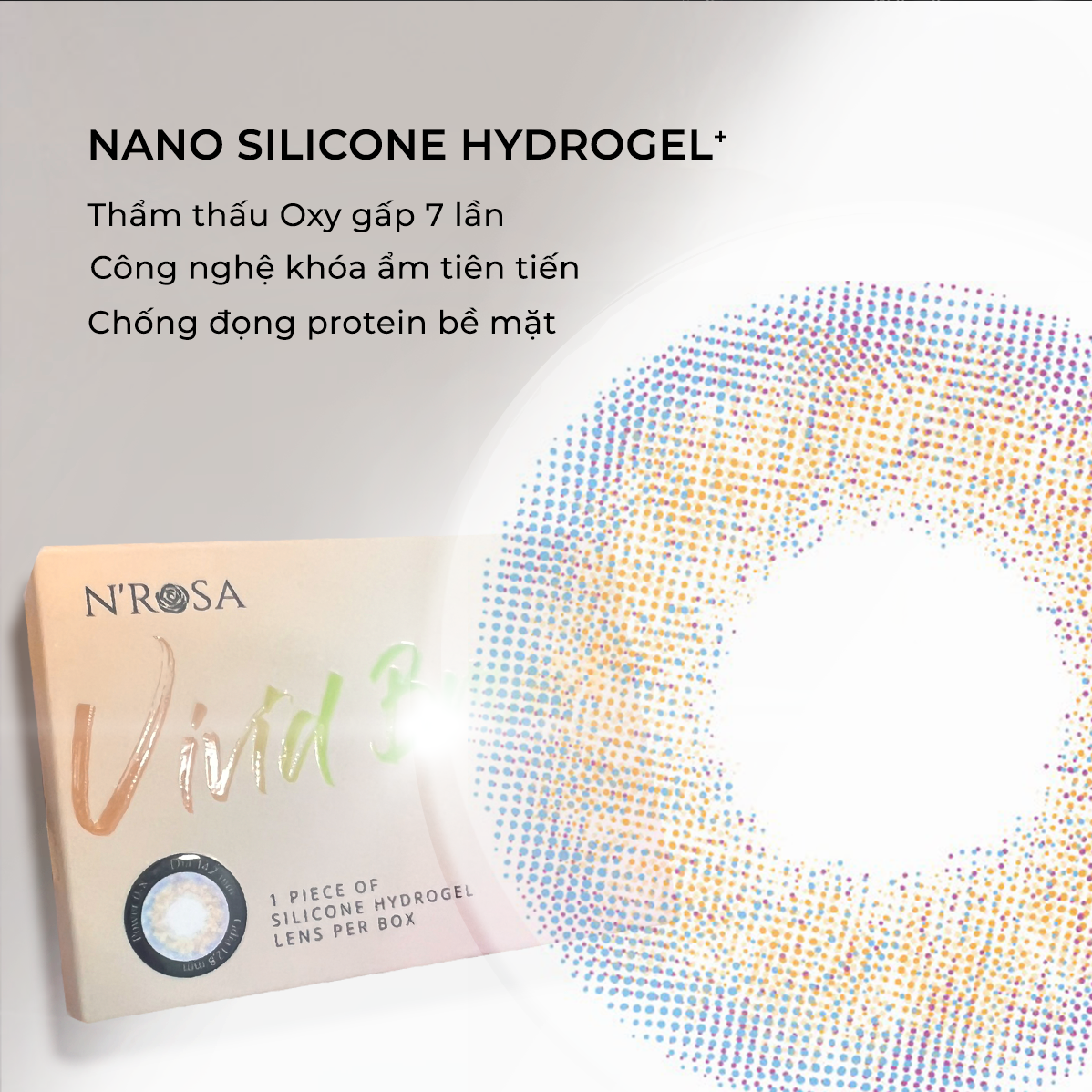 Lens nâu có độ cận N’Rosa Vivid Brown cho mắt thở cao cấp Angel Eyes phân phối | Độ cận: 0-8 | Chất liệu Silicone Hydrogel