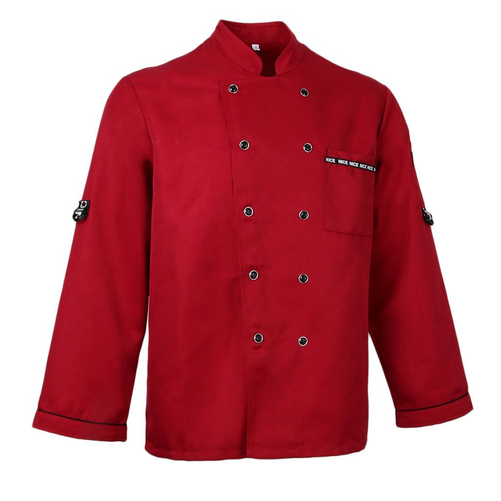 Men's Women's Chef Uniform Coat Cooker Jacket Long Sleeve Workwear Outfits