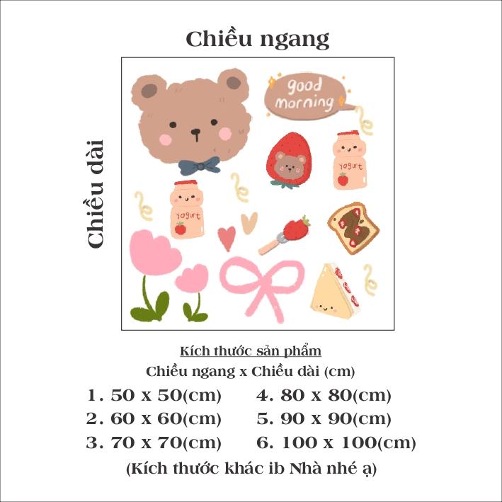 Hình dán cute bear morning set aesthetic trang trí gương cửa hàng cute 14