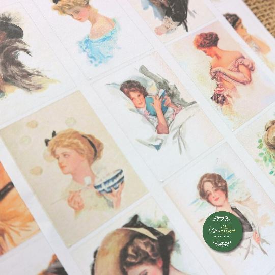 sticker sheet vintage women - sticker dán, trang trí sổ nhật kí, sổ tay | Bullet journal sticker - uni030