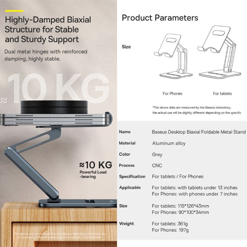 Đế giữ điện thoại/ Ipad Baseus Desktop Biaxial Foldable Metal Stand LUSZ- Hàng chính hãng