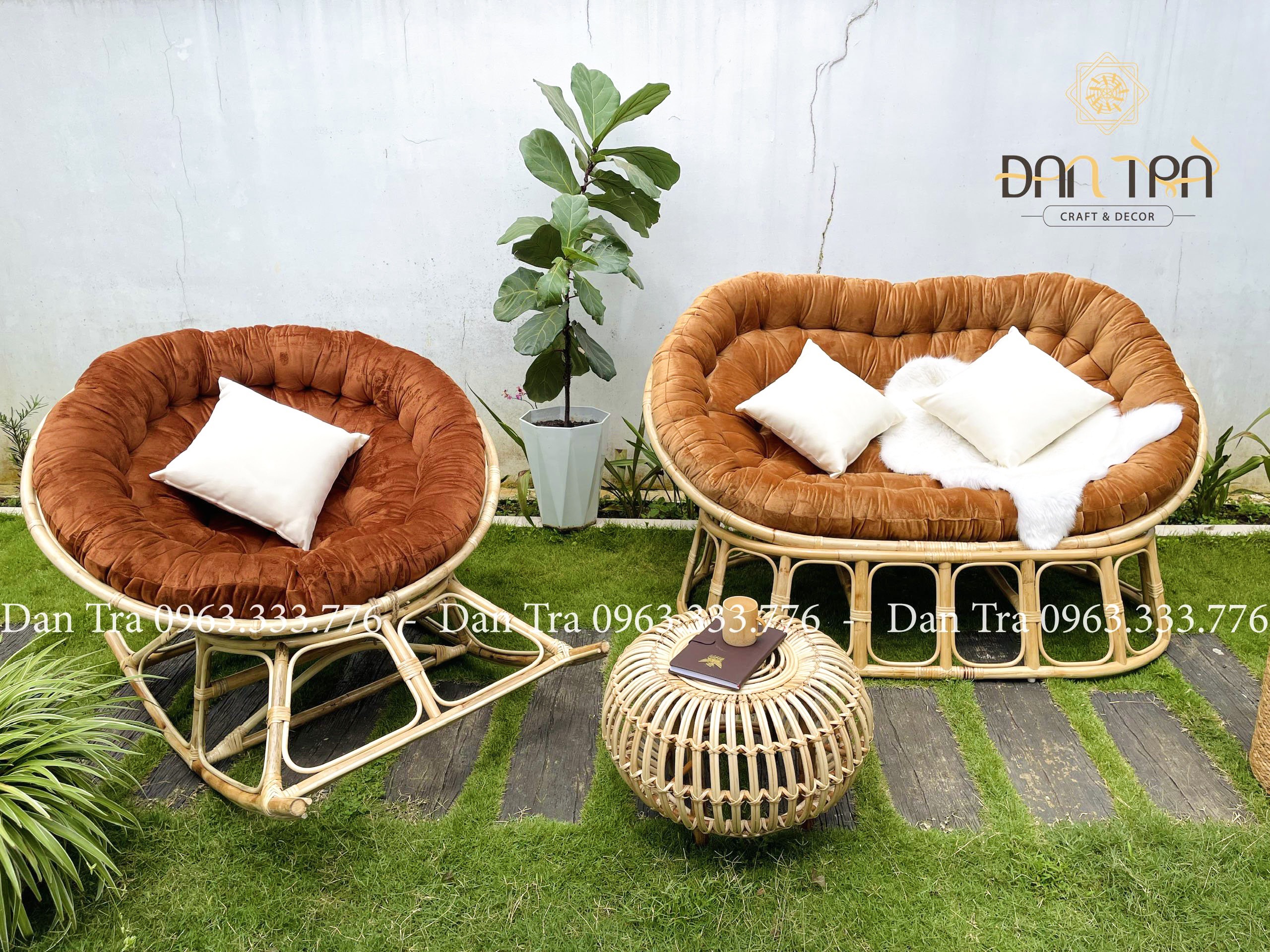 Ghế Mây Tròn Papasan Bập Bênh Thư Giãn, Ghế Mây Đọc Sách Kèm Nệm, Mây Tre ĐAN TRÀ ( Được Chọn Màu Nệm)