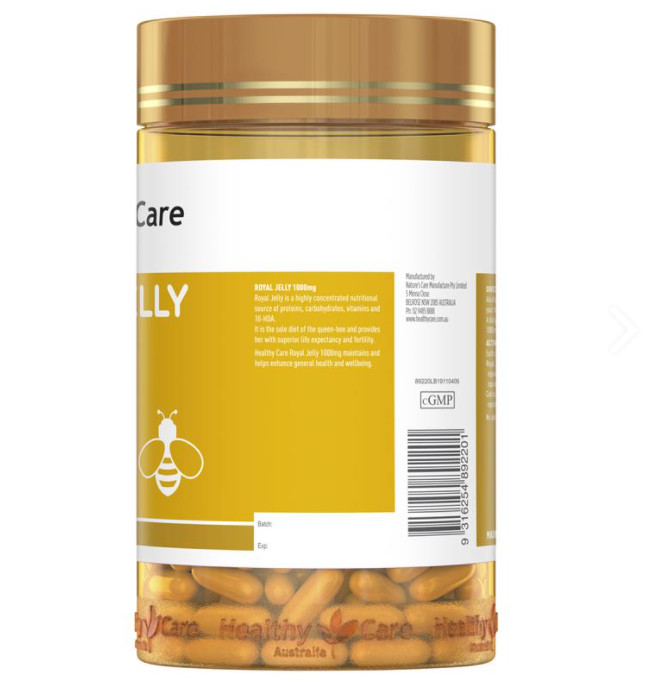 Sữa Ong chúa Healthy Care Royal Jelly Úc Hỗ trợ đẹp da, làm chậm quá trình lão hóa, giảm nám, tàn nhanh, tăng sức khỏe tổng thể - OZ Slim Store