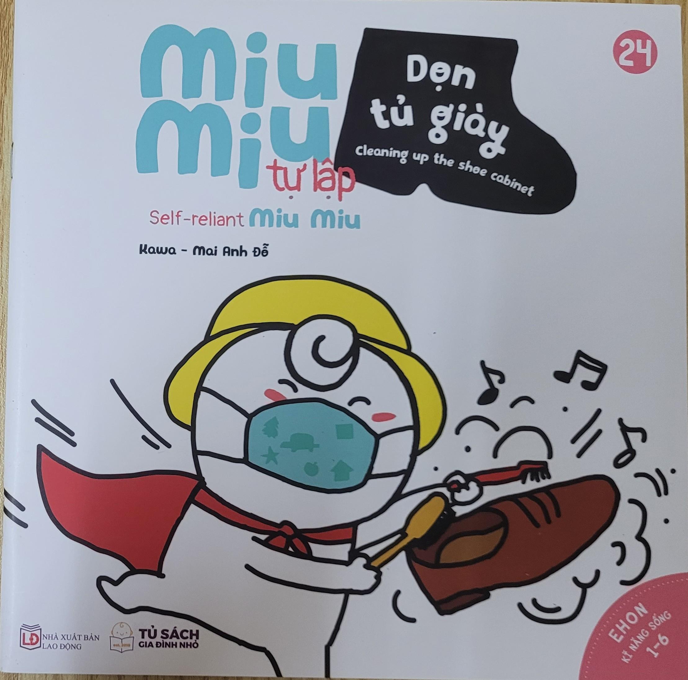 Sách Ehon Miu Miu Tự Lập Phần 1 Song Ngữ - Dọn Tủ Giày