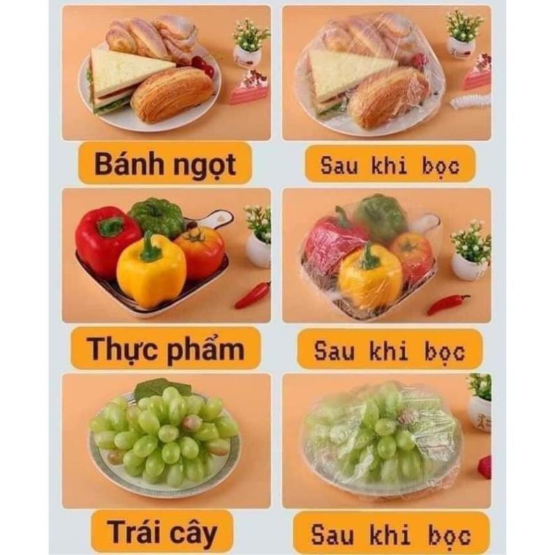 Sét 100 Màng Bọc Thực Phẩm PE Hình Gấu Có Chun Bo Tái Sử Dụng Được Nhiều Lần | Lỗi 1 đổi 1 Giá Gốc