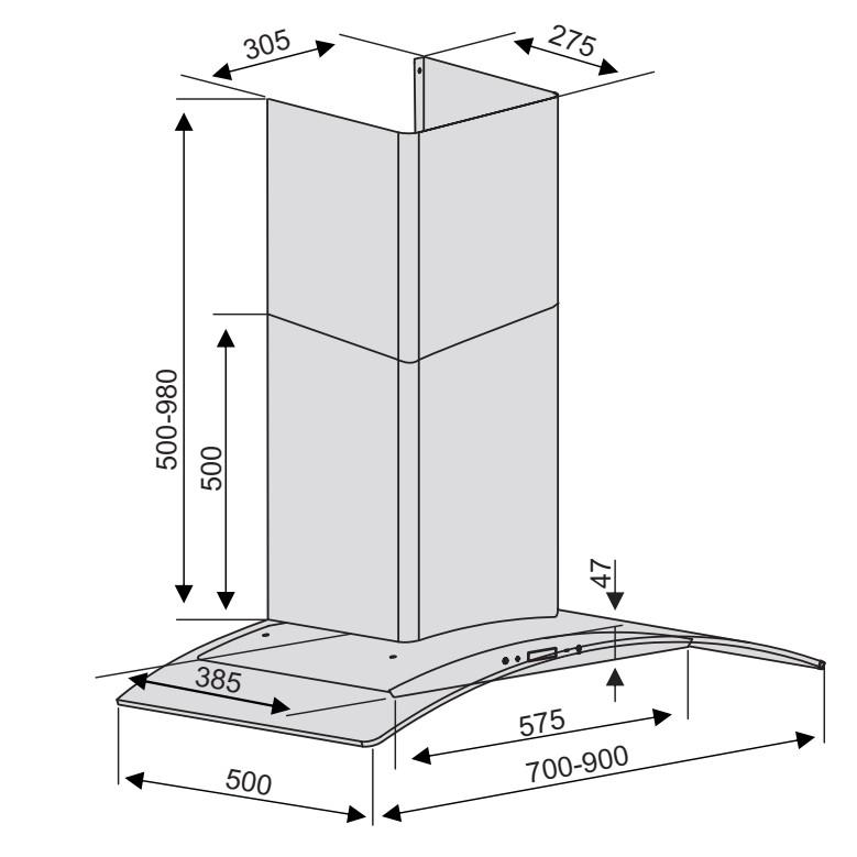 Máy hút mùi Lorca TA-2001C kích thước kính 90cm- Hàng chính hãng