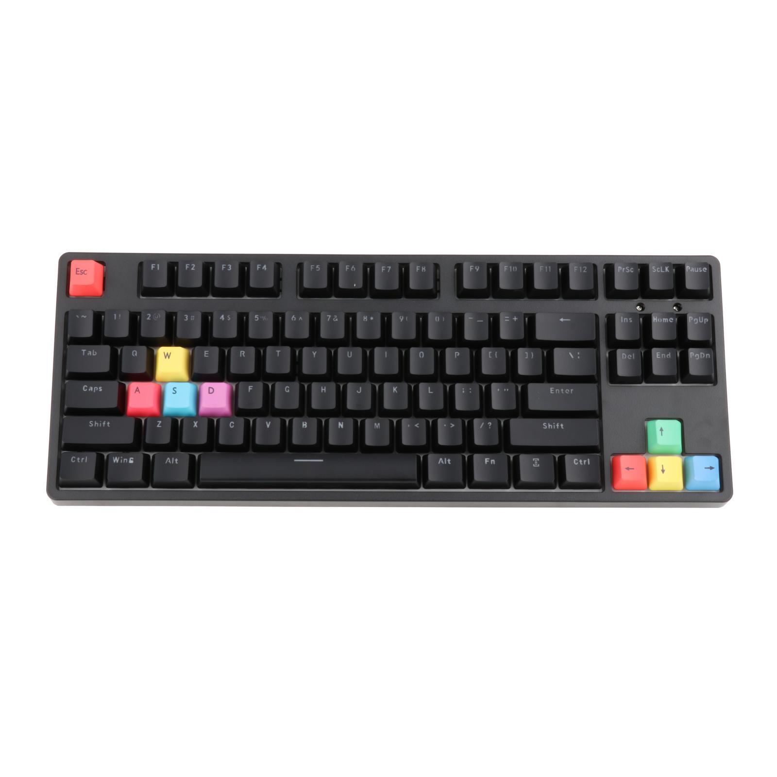 Mechanical Gaming Keyboard RGB LED Rainbow Backlit Wired Keyboard with Red Switches for Gaming PC (87 Keys）