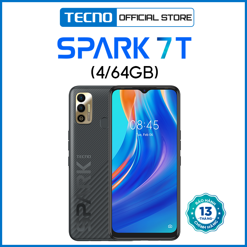 Điện Thoại TECNO Spark 7T (KF6P) 4GB/64GB - Camera 48MP | 6000 mAh | Helio G35 | Hàng Chính Hãng - Hàng Chính Hãng