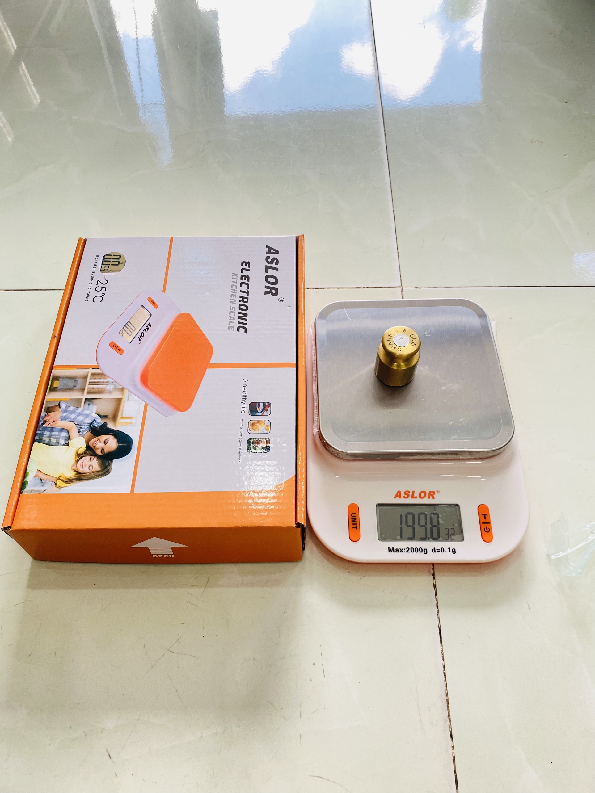 Cân tiểu ly mini ASLOR 2000G/0.1g HIỂN THỊ NHIỆT ĐỘ PHÒNG TRÊN CÂN