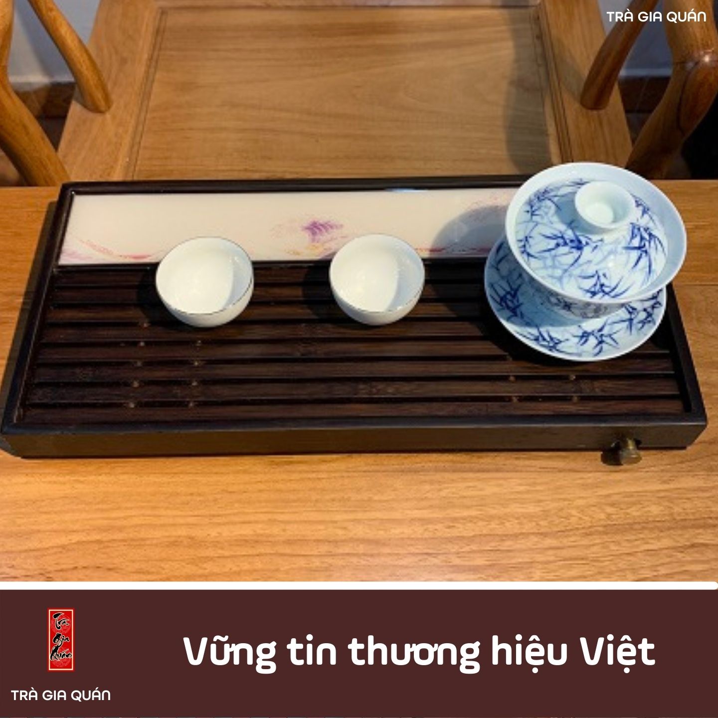 KT 41 Khay Trà Tre Cao Cấp Sơn Thuỷ Chữ Nhật Lớn Kích Thước 40*19*3.8
