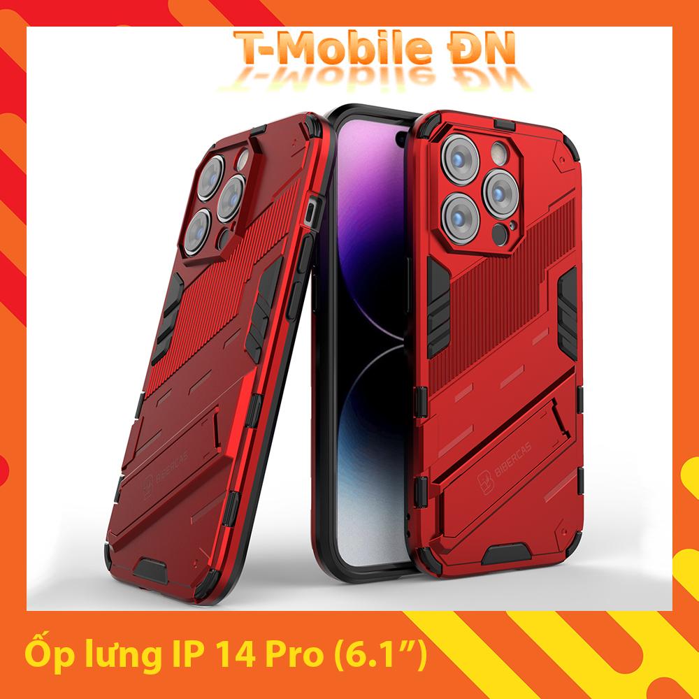 Ốp lưng cho iPhone 14 Pro, Ốp chống sốc Iron Man PUNK cao cấp kèm giá đỡ cho iPhone 14 Pro
