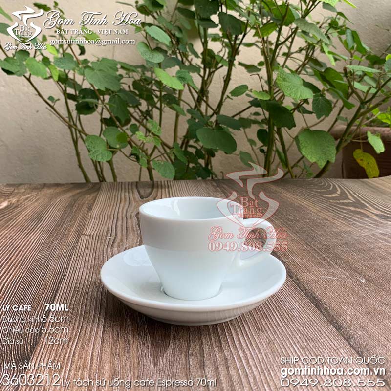 Ly tách cafe Espresso 70ml men trắng gốm sứ Bát Tràng