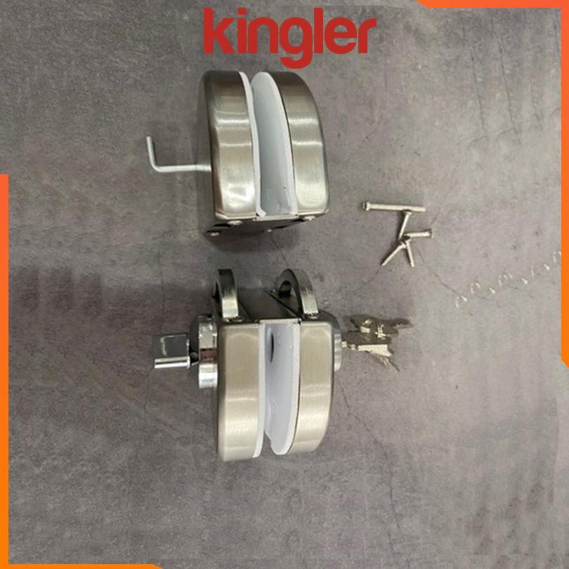 Khóa Bán Nguyệt Inox Cho Cửa Kính Cường Lực, Khóa Cửa Kính Lùa, Lắp Đặt Không Phải Khoan. Kingler 3205- 3206