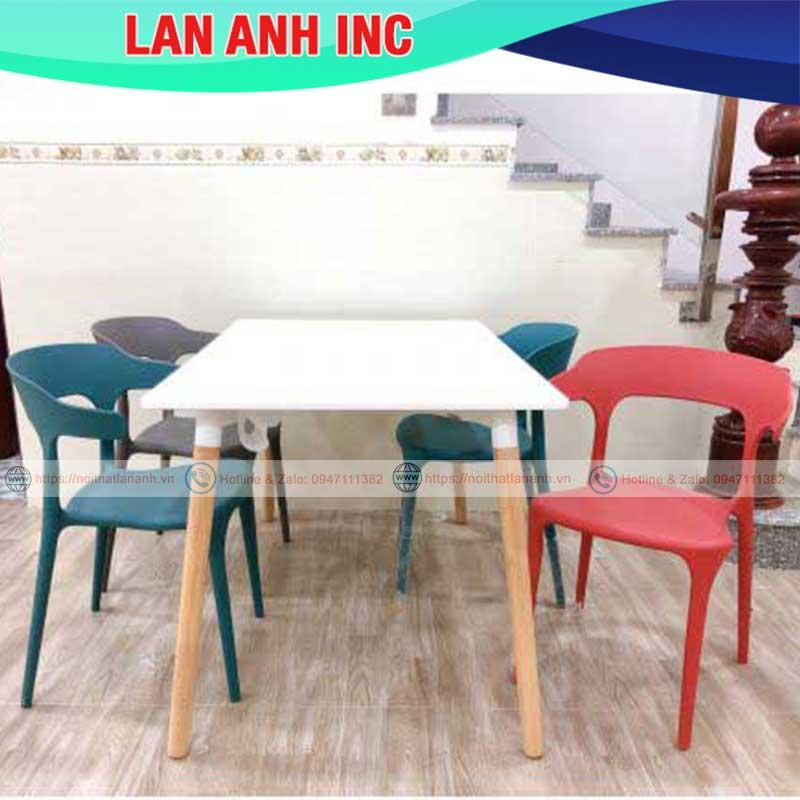 Ghế nhựa cafe văn phòng bàn ăn đúc nguyên khối tựa lưng cao xếp chồng giá rẻ LAD31