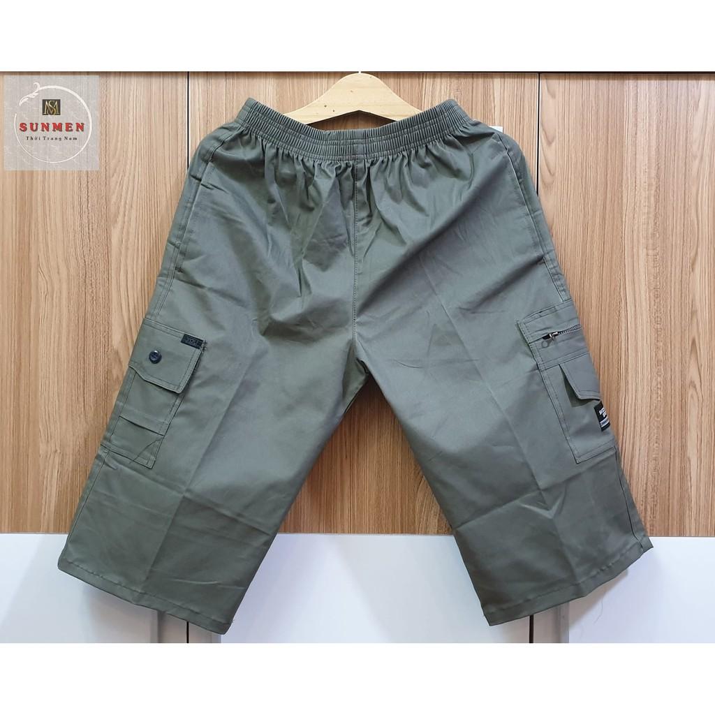 Quần Short Nam Kaki Túi Hộp Lưng Thun Co Giãn From Dài Rộng Thoải Mái Vải Mềm Mịn Trung Niên SUNMEN FreeSize