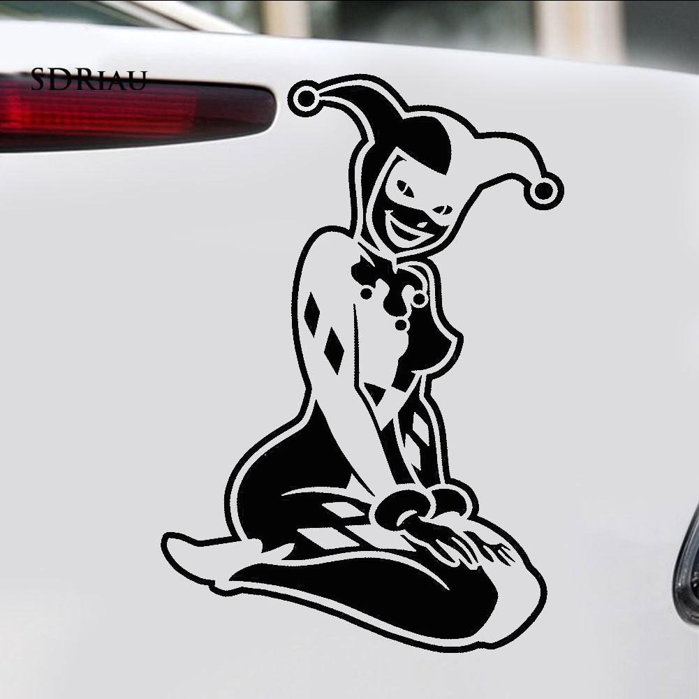 Miếng dán hình cô gái hoạt hình Harley Quinn trang trí thân xe hơi