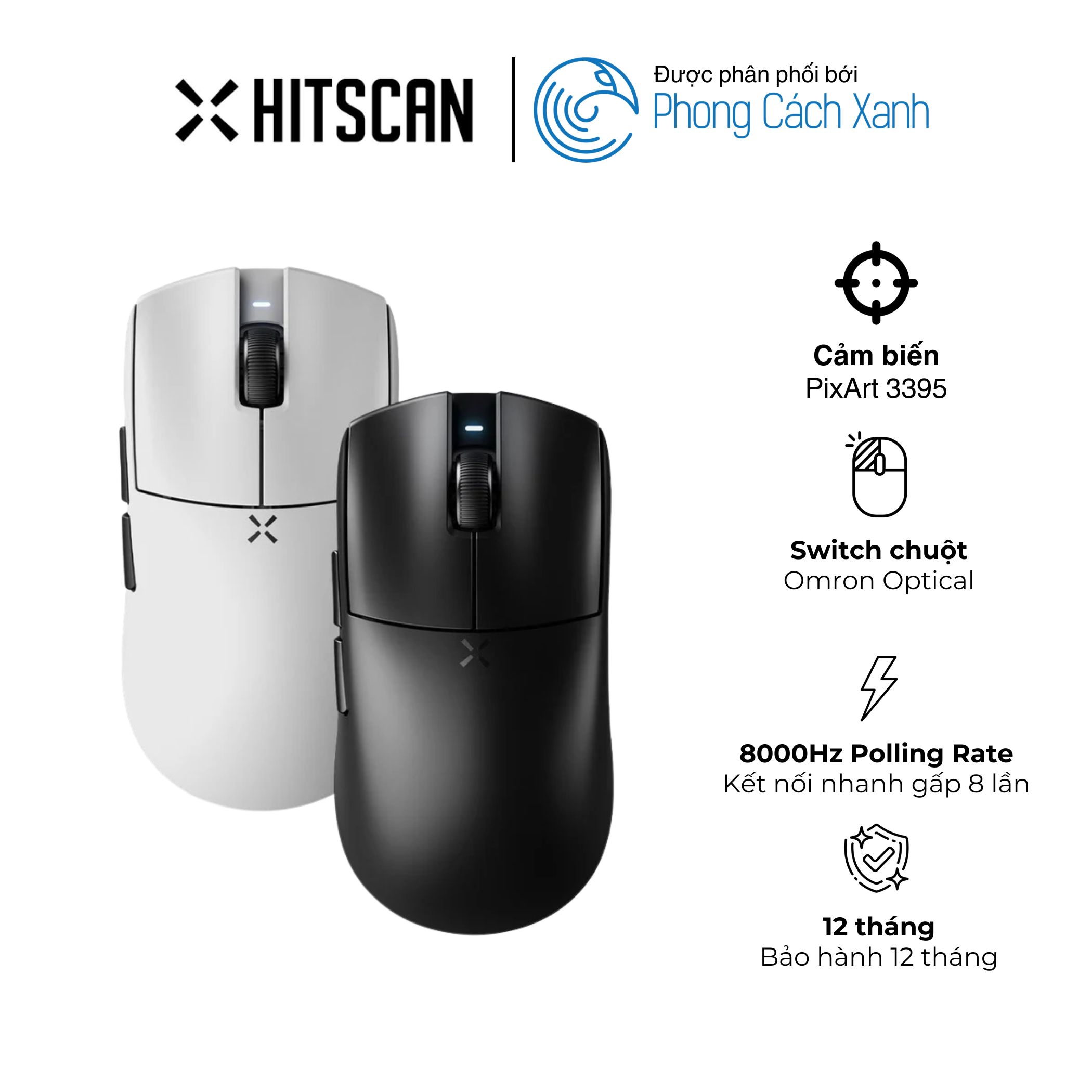 Chuột không dây siêu nhẹ Hitscan Hyperlight 8K - Hàng Chính Hãng