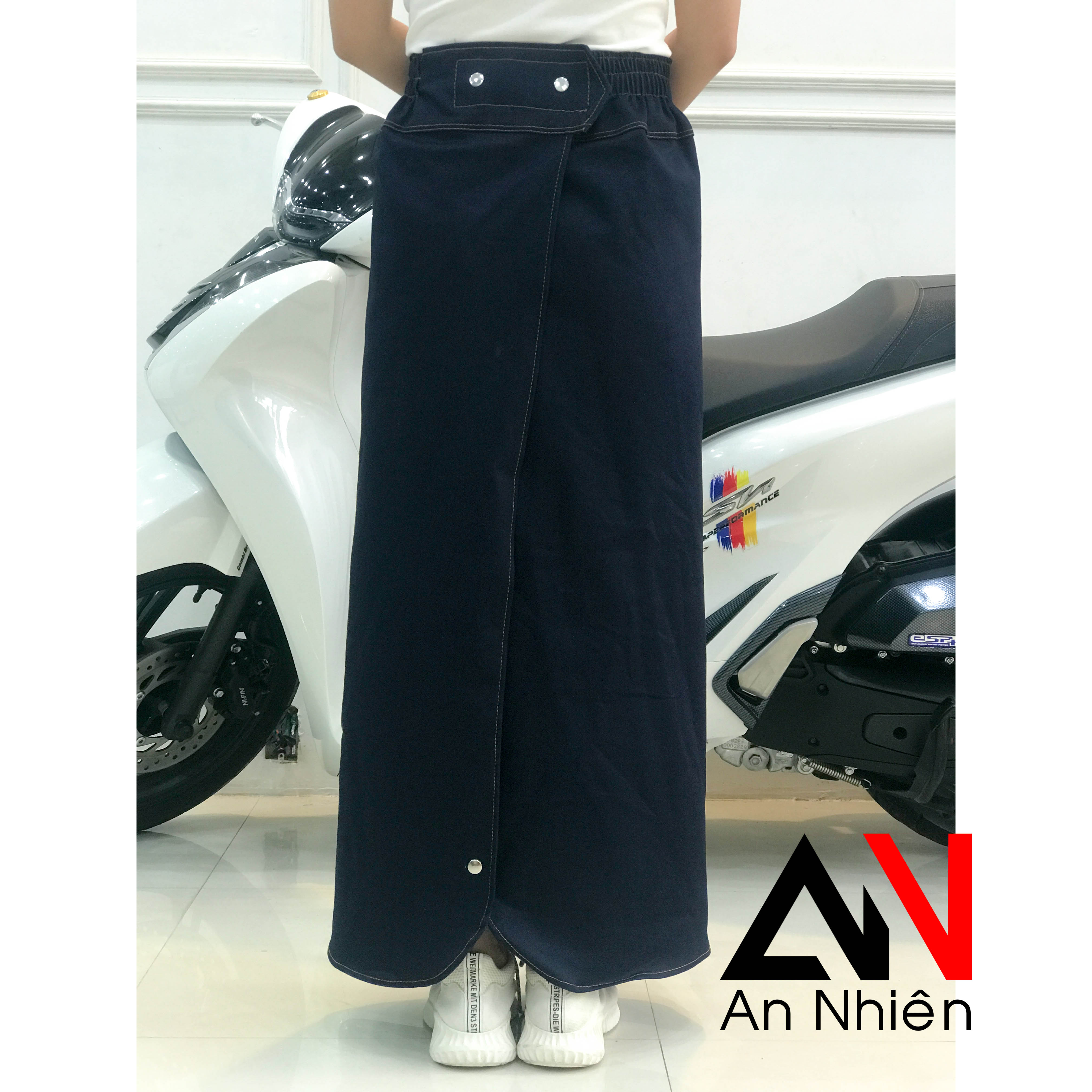 Váy chống nắng freeSize JEAN trơn xẻ tà