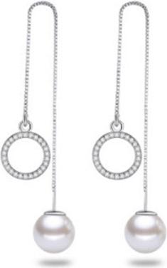 Bông tai ngọc trai dài đá zircon BHBT80