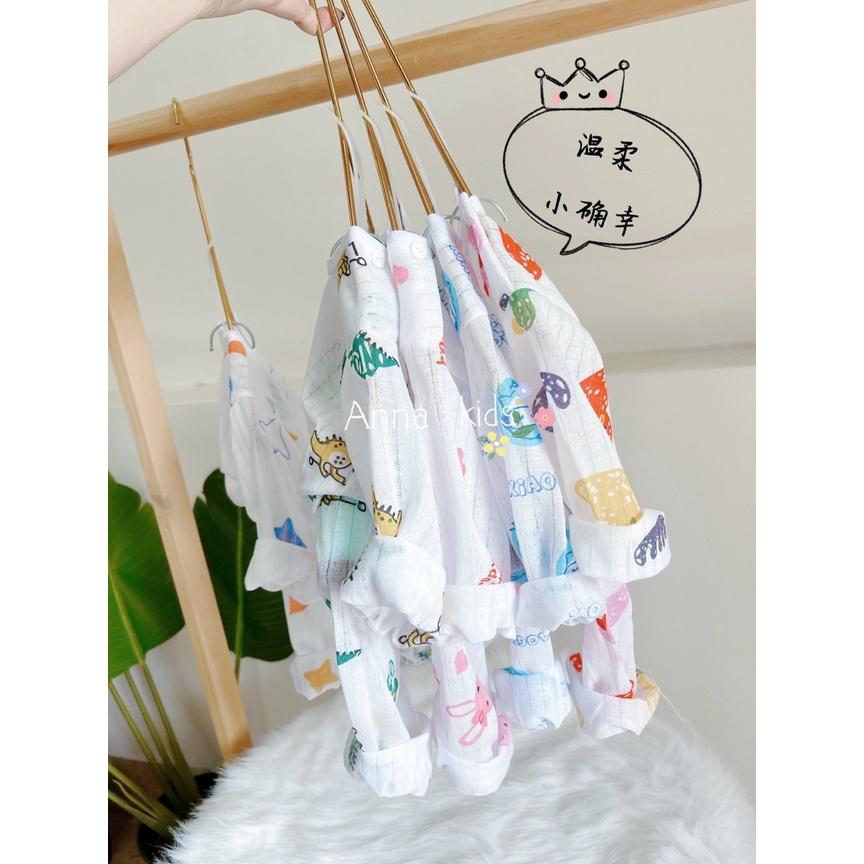 Bộ dài tay cotton giấy họa tiết nhiều hình cho bé trai, bé gái