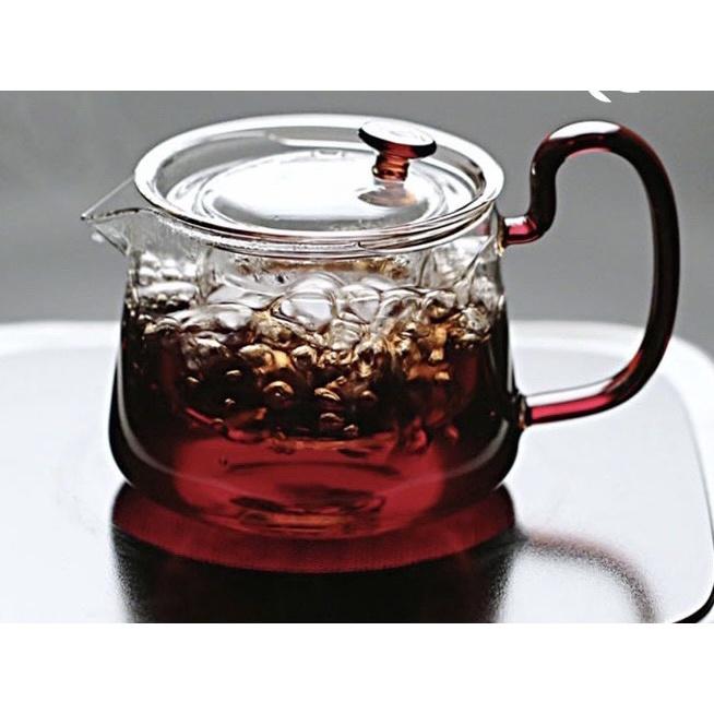 Ấm Pha Trà Thủy Tinh Có Lõi Lọc Quai Màu - 580ml
