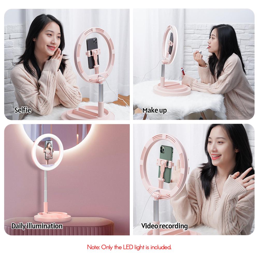 Đèn LED Selfie 10 inch với chân đế Giá đỡ điện thoại có thể xoay 360 độ 3 Ánh sáng